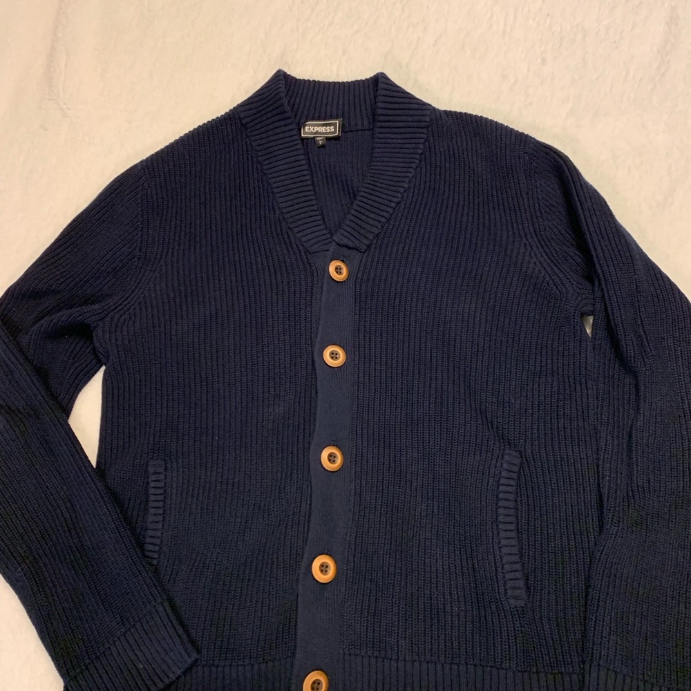 Navy Express button up sweater (Large)
